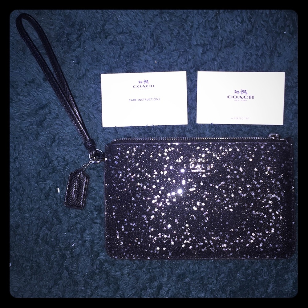 Silver Glitter Coach Wristlet